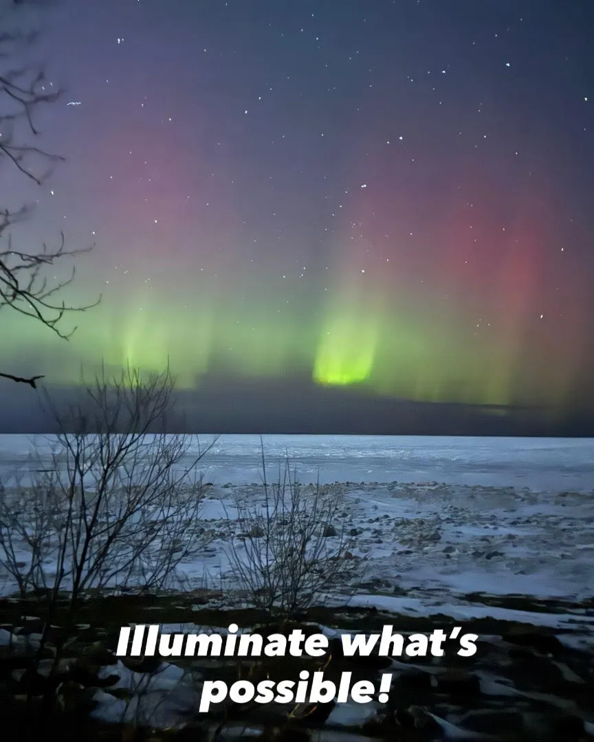 Aurora over the frozen shore of Lake Superior